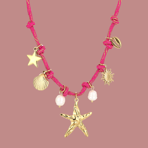 NECKLACE ROPE STAR - RED