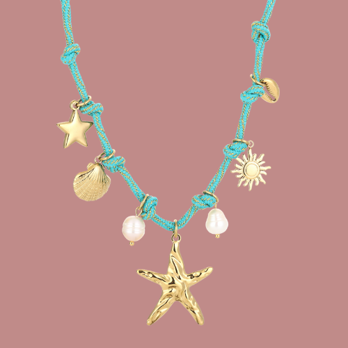 NECKLACE ROPE STAR - TURQUOISE